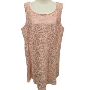 Connected apparel baby pink lace lined swing tank dress womens 16w xl softgirl